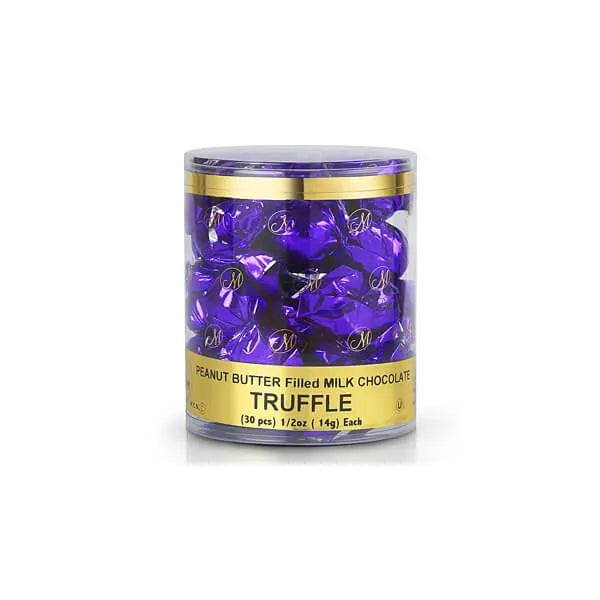 Madelaine Purple Foiled Peanut Butter Filled Chocolate Truffles: 30-Piece Tub