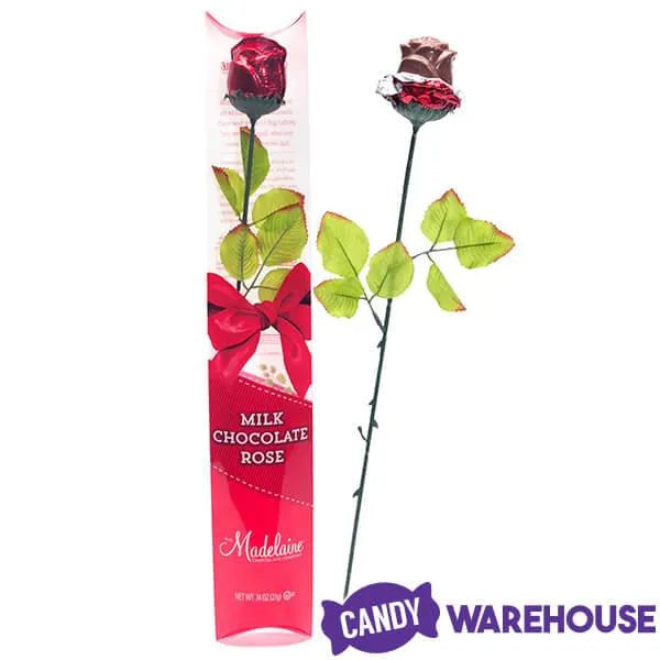 Madelaine Red Foiled Long Stem Milk Chocolate Rose