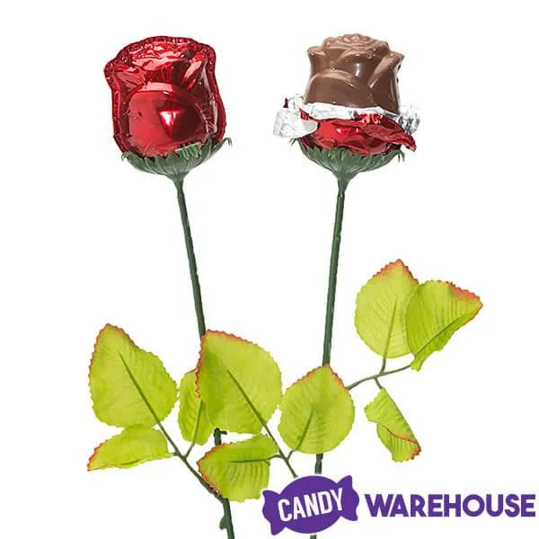 Madelaine Red Foiled Long Stem Milk Chocolate Rose