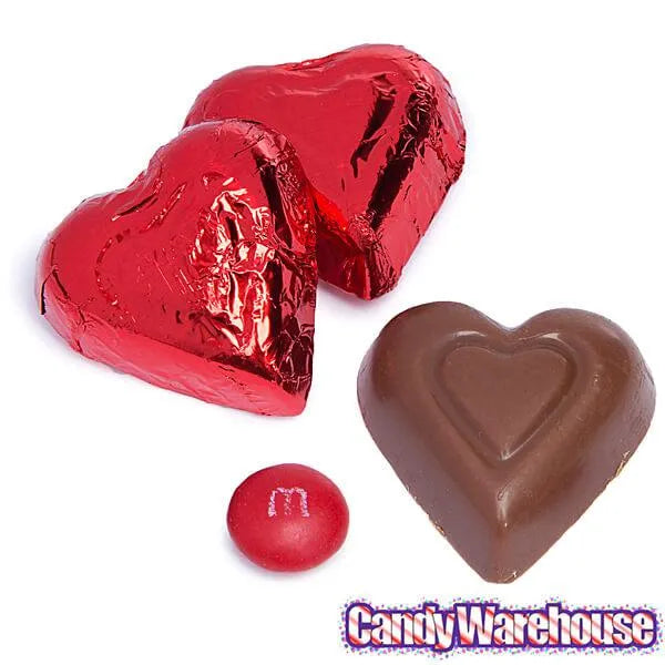 Madelaine Red Foiled Milk Chocolate Hearts: 5LB Box