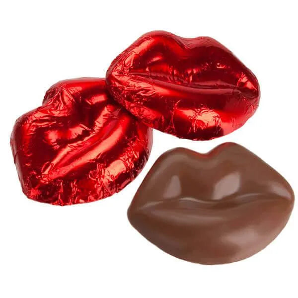 Madelaine Red Foiled Milk Chocolate Lips: 5LB Bag