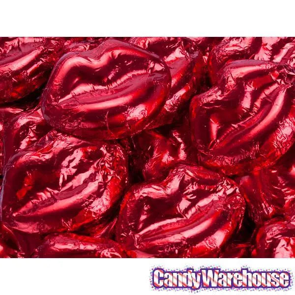 Madelaine Red Foiled Milk Chocolate Lips: 5LB Bag