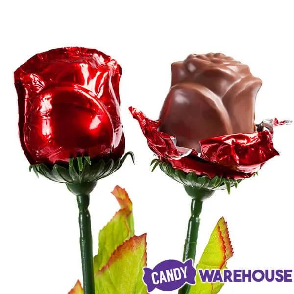 Madelaine Red Foiled Milk Chocolate Roses Bouquet: 12-Piece Florist Box