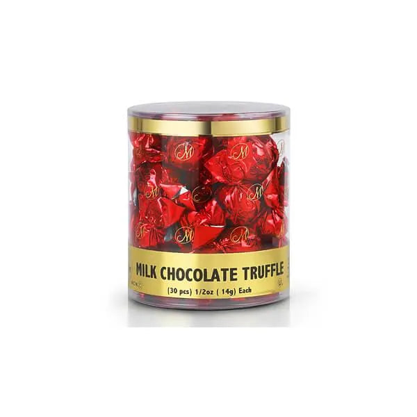 Madelaine Red Foiled Milk Chocolate Truffles: 30-Piece Tub