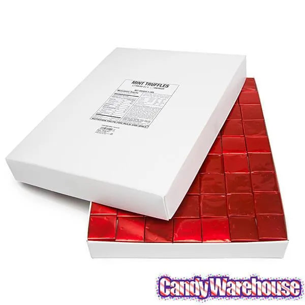 Madelaine Red Foiled Mint Dark Chocolate Squares: 5LB Box