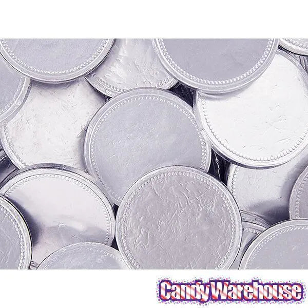 Madelaine Silver Foiled Milk Chocolate Coins - Blank: 5LB Bag