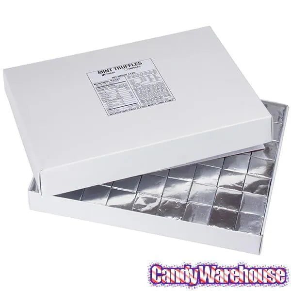 Madelaine Silver Foiled Mint Truffle Dark Chocolate Squares: 5LB Box