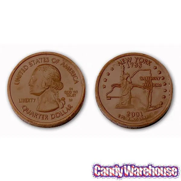 Madelaine Silver State Quarters Foiled Milk Chocolate Coins: 5LB Bag