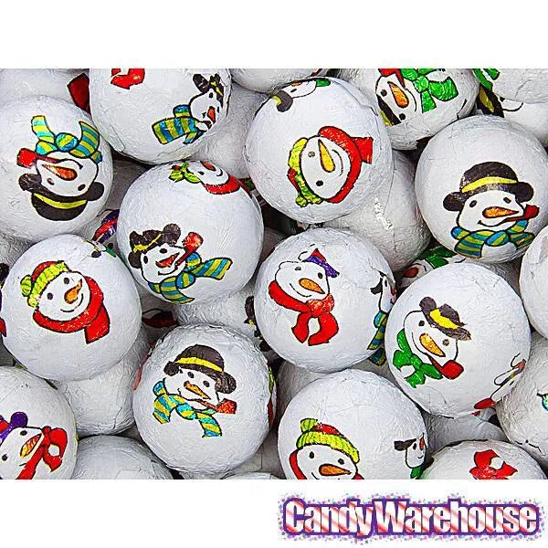 Madelaine Snowmen Foiled White Chocolate Balls: 5LB Bag