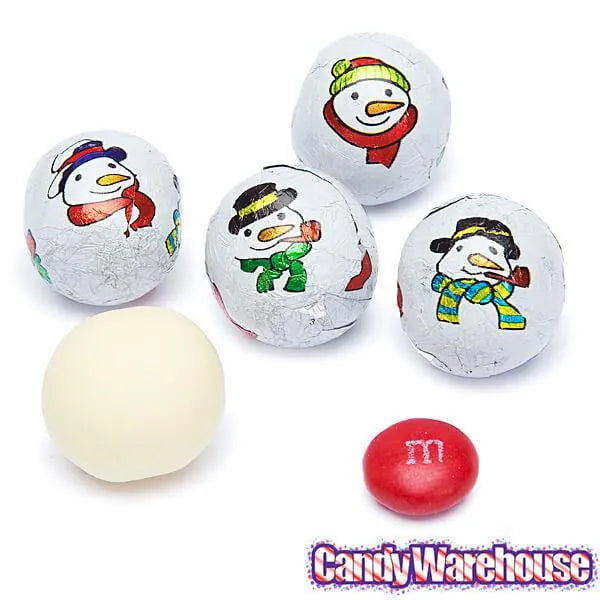 Madelaine Snowmen Foiled White Chocolate Balls: 5LB Bag