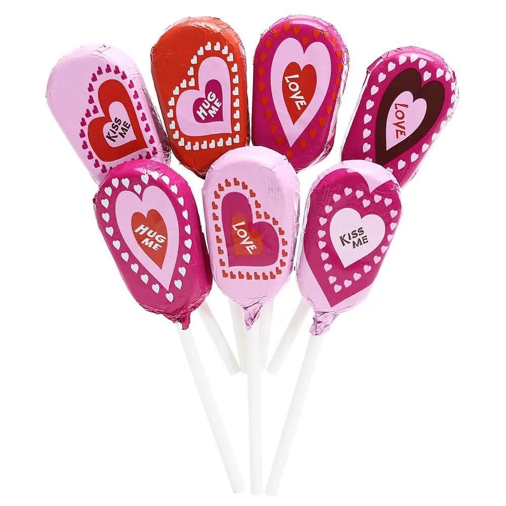 Madelaine Valentine Foiled Milk Chocolate Lollipops: 36-Piece Display