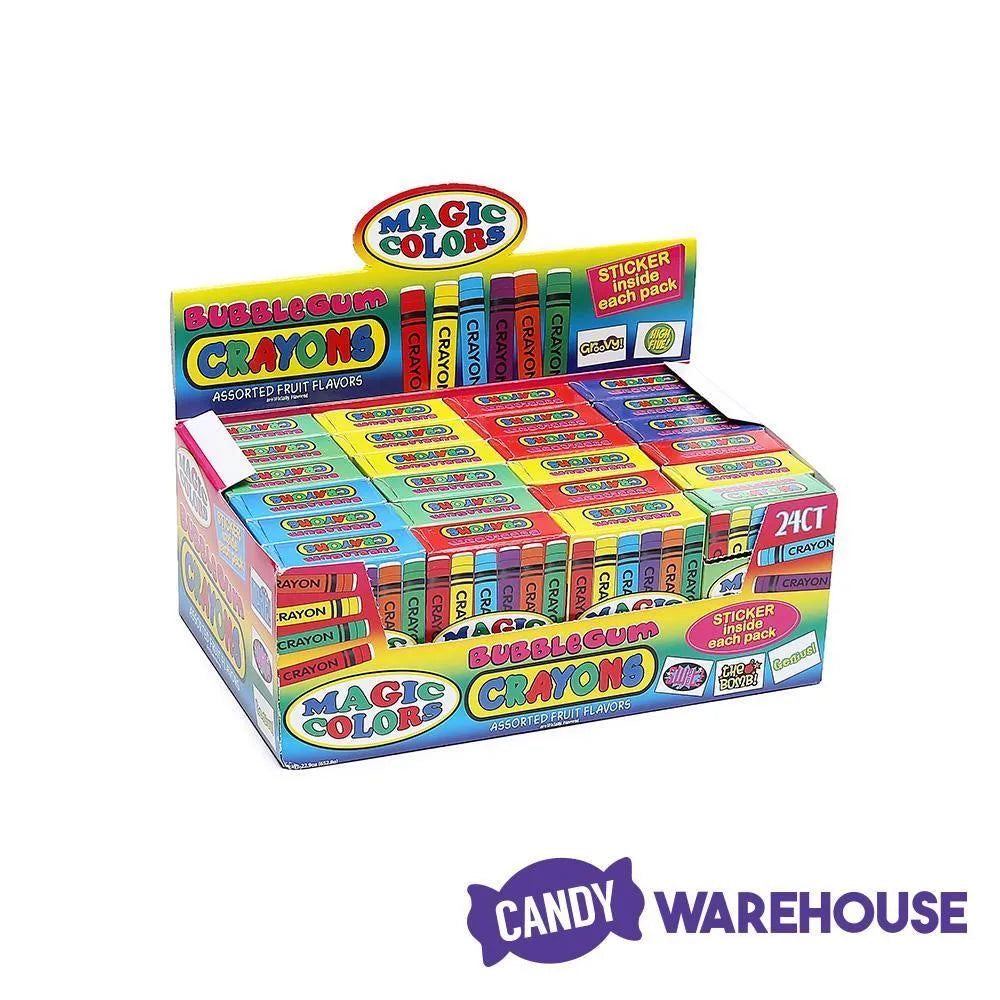 Magic Colors Bubble Gum Crayons Packs: 24-Piece Box