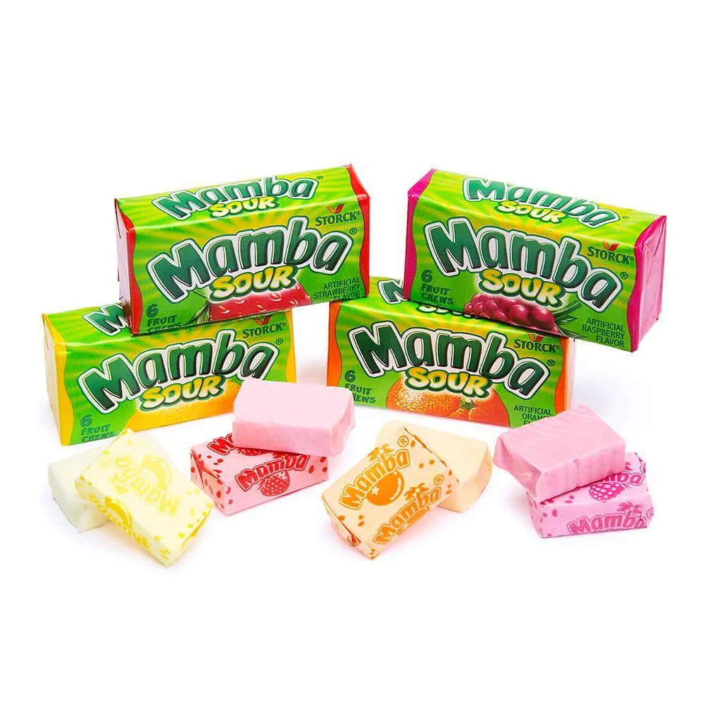 Mamba Fruit Chews Candy 6-Packs - Sour: 48-Piece Box