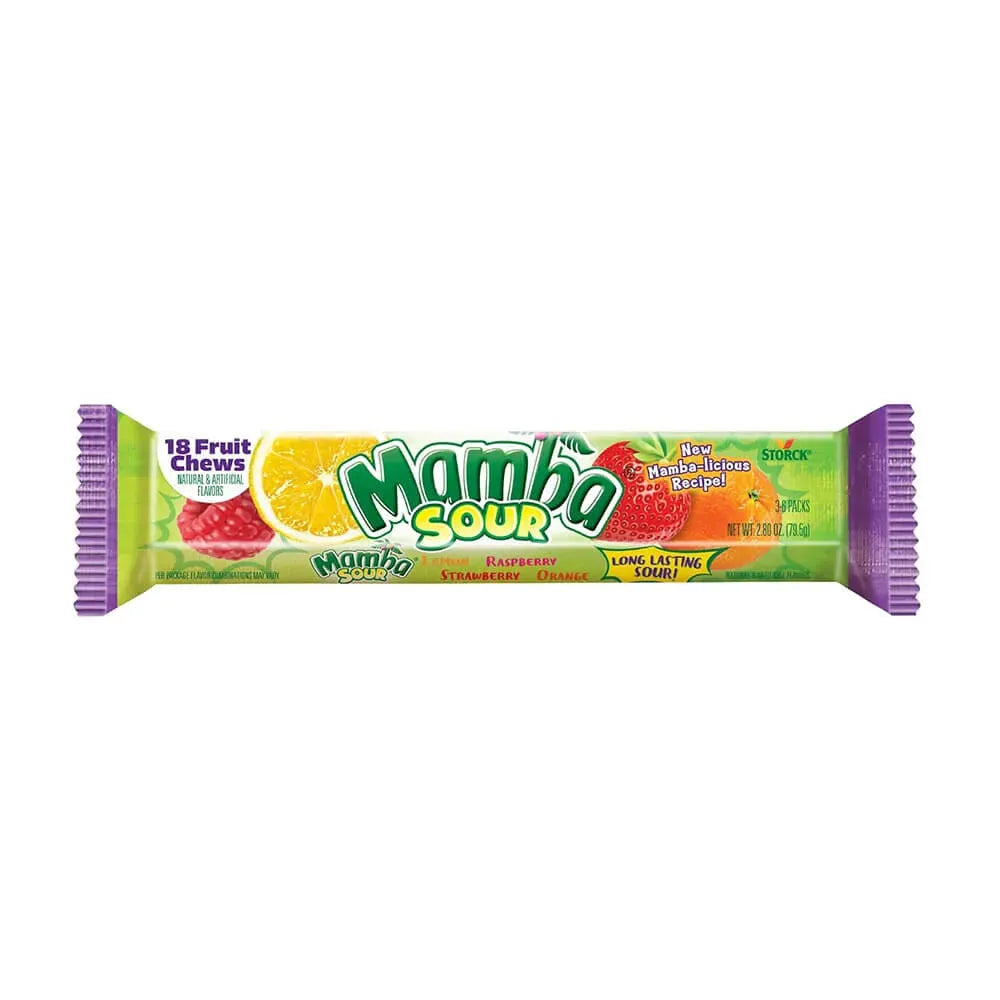 Mamba Fruit Chews Candy Bars - Sour: 24-Piece Box