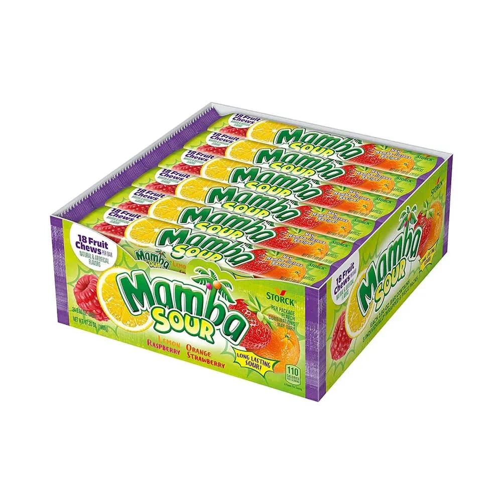 Mamba Fruit Chews Candy Bars - Sour: 24-Piece Box