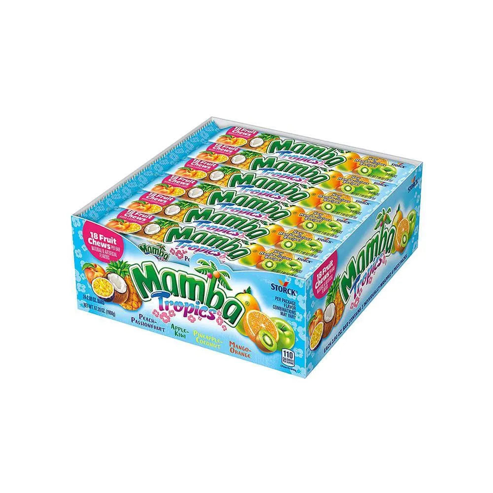 Mamba Fruit Chews Candy Bars - Tropics : 24-Piece Box