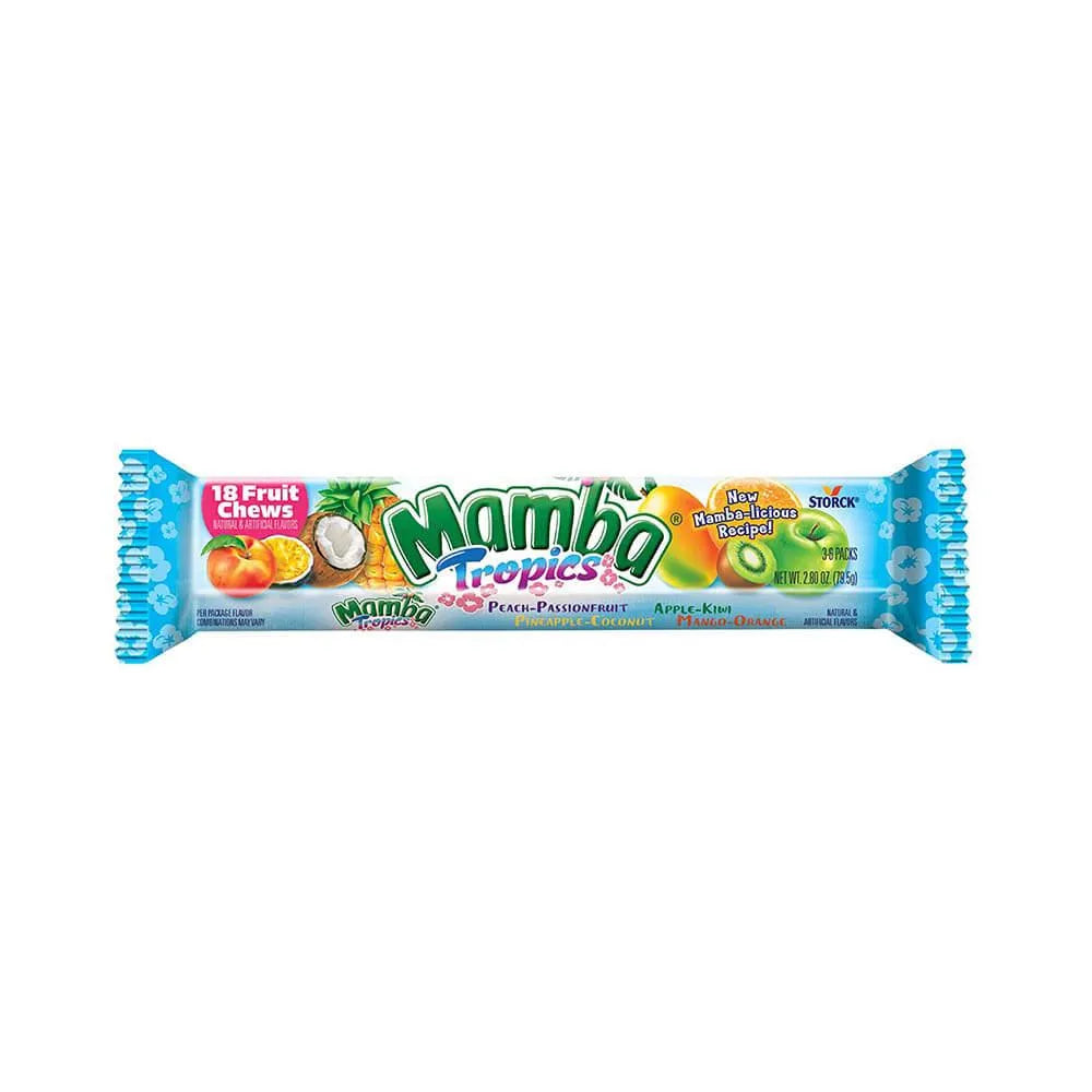 Mamba Fruit Chews Candy Bars - Tropics : 24-Piece Box