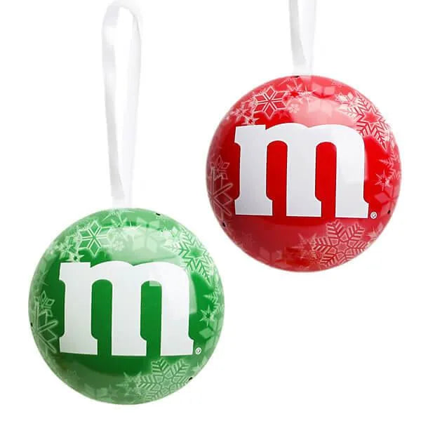 M&M's Candy Filled Tin Christmas Ornaments: 12-Piece Display