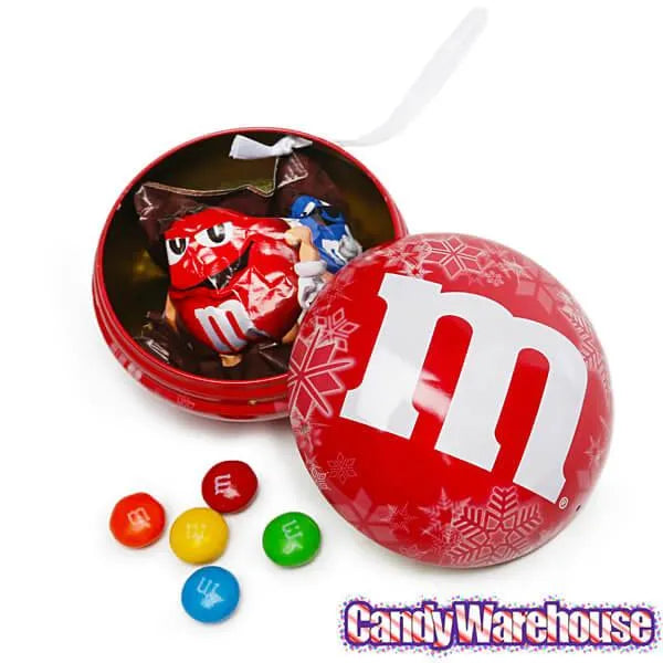 M&M's Candy Filled Tin Christmas Ornaments: 12-Piece Display