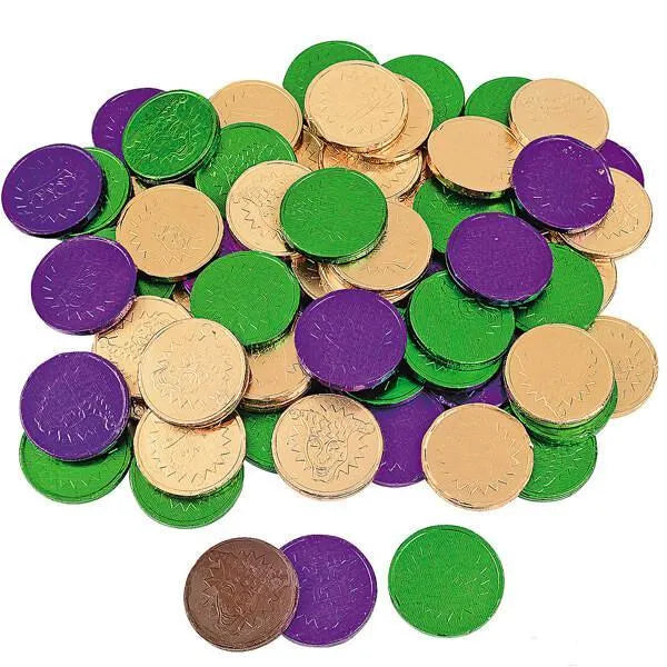 Mardi Gras Chocolate Coins Candy: 60-Piece Bag