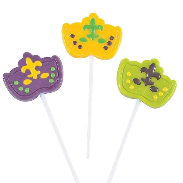 Mardi Gras Mask Character Lollipops: 12-Piece Box