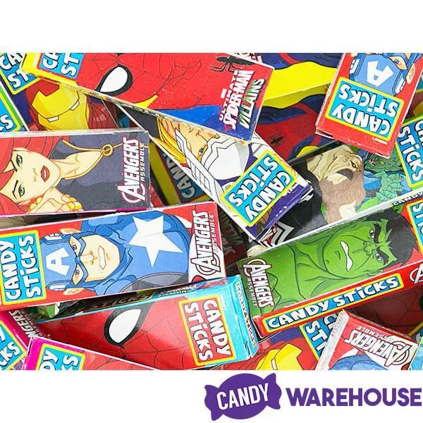 Marvel Cartoon Character Candy Sticks 2-Packs: 100-Piece Bag