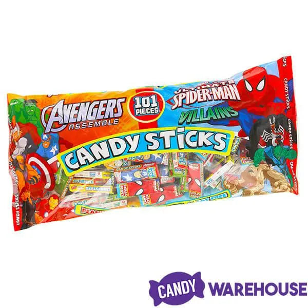 Marvel Cartoon Character Candy Sticks 2-Packs: 100-Piece Bag