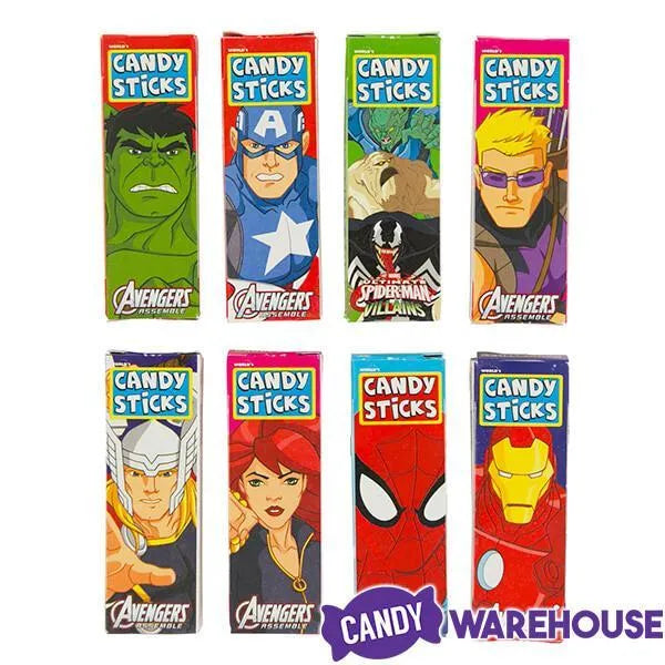 Marvel Cartoon Character Candy Sticks 2-Packs: 100-Piece Bag