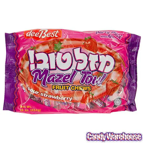 Mazel Tov Sour Strawberry Fruit Chews: 16-Ounce Bag