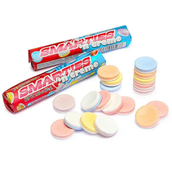 Mega Smarties 'n Creme Candy Rolls: 24-Piece Box