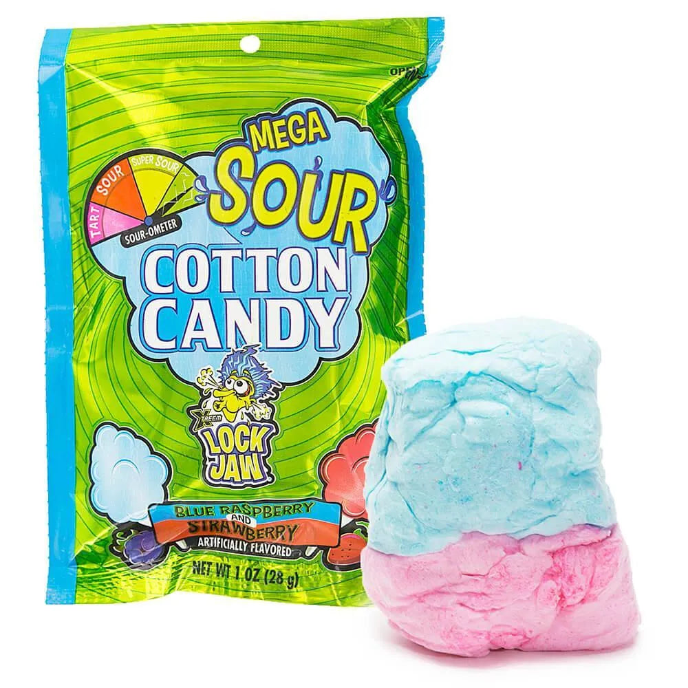 Mega Sour Cotton Candy Packs: 12-Piece Display