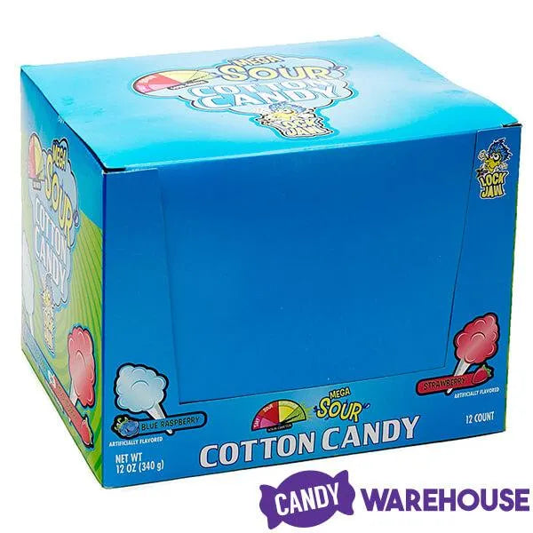 Mega Sour Cotton Candy Packs: 12-Piece Display