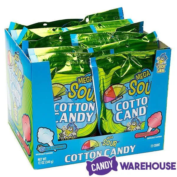 Mega Sour Cotton Candy Packs: 12-Piece Display