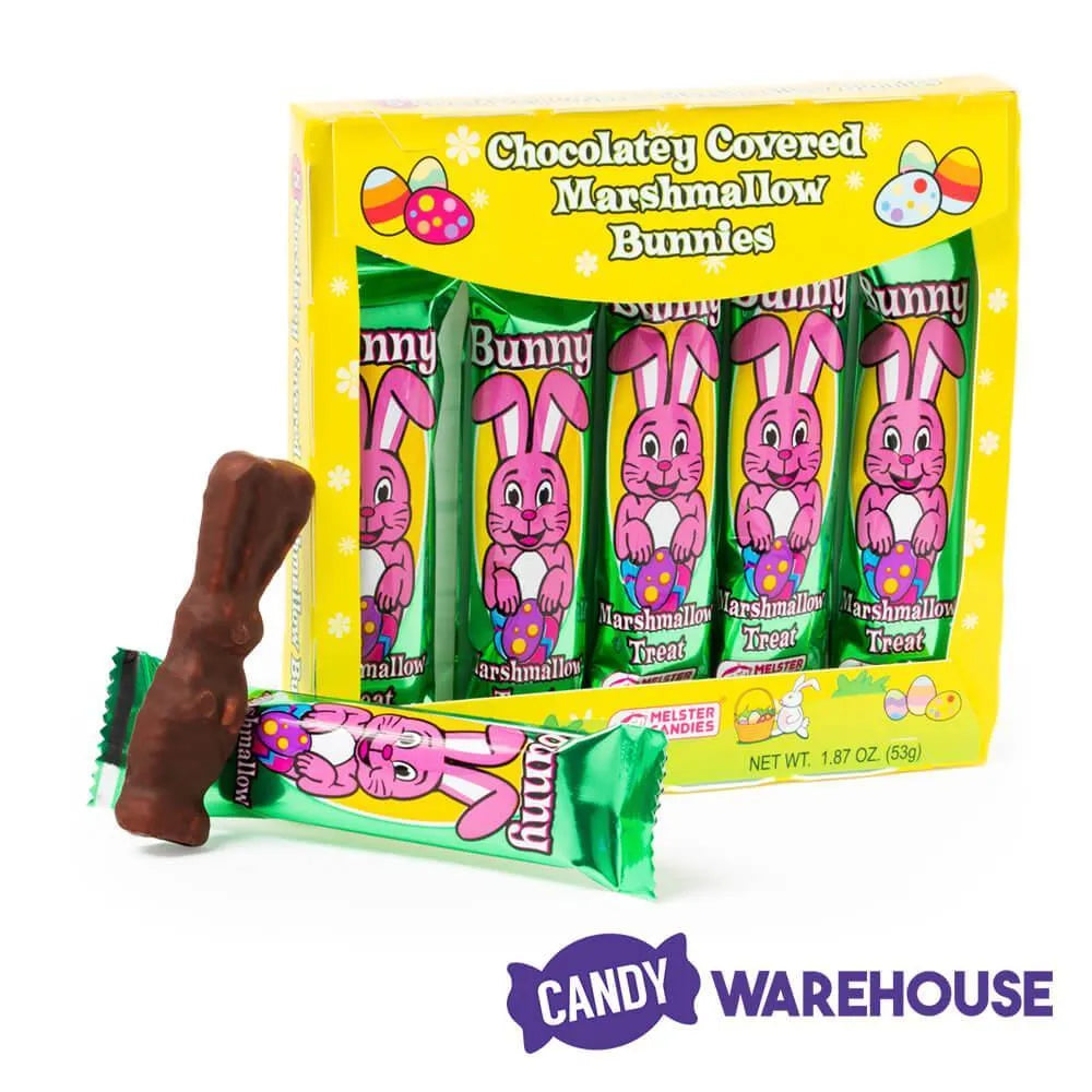 Melster Candies Chocolatey Covered Marshmallow Bunnies: 5-Piece Box