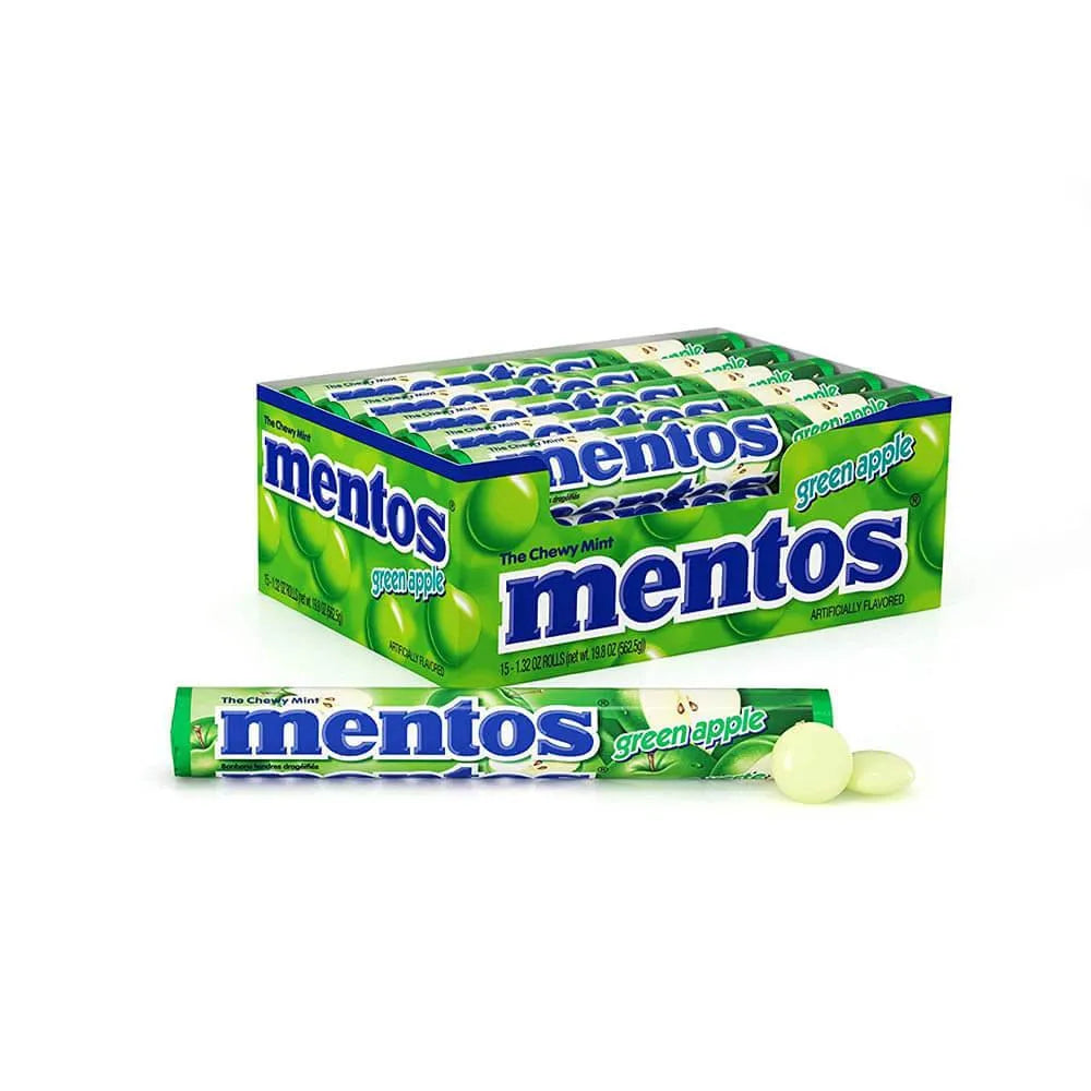 Mentos Candy Rolls - Green Apple: 15-Piece Box