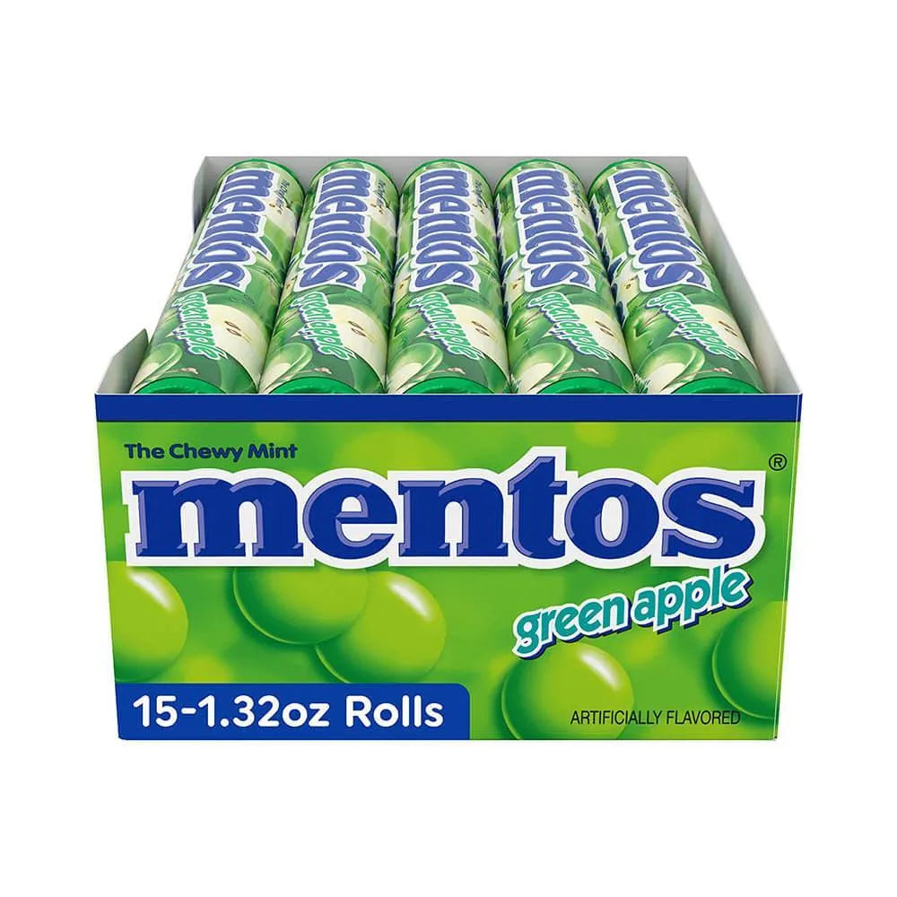 Mentos Candy Rolls - Green Apple: 15-Piece Box