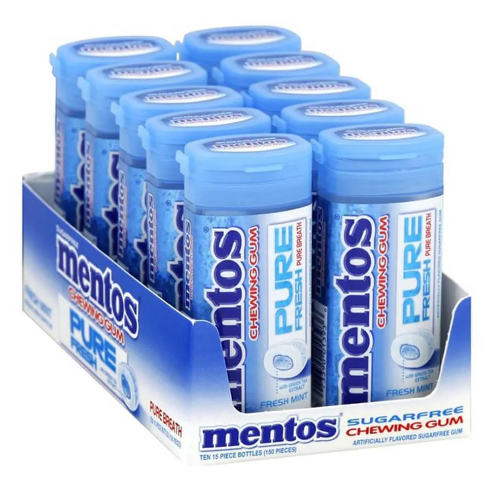 Mentos Pure Fresh Sugar Free Chewing Gum Packs - Fresh Mint: 10-Piece Box