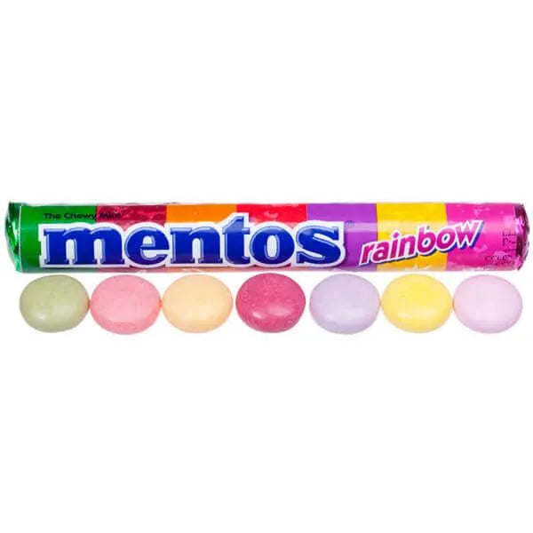 Mentos Rainbow Chewy Mints Candy Rolls: 15-Piece Box