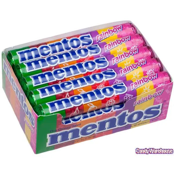 Mentos Rainbow Chewy Mints Candy Rolls: 15-Piece Box