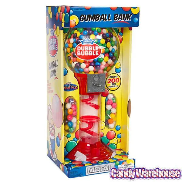 Metal 2-Foot Spiral Gumball Machine with Gumballs