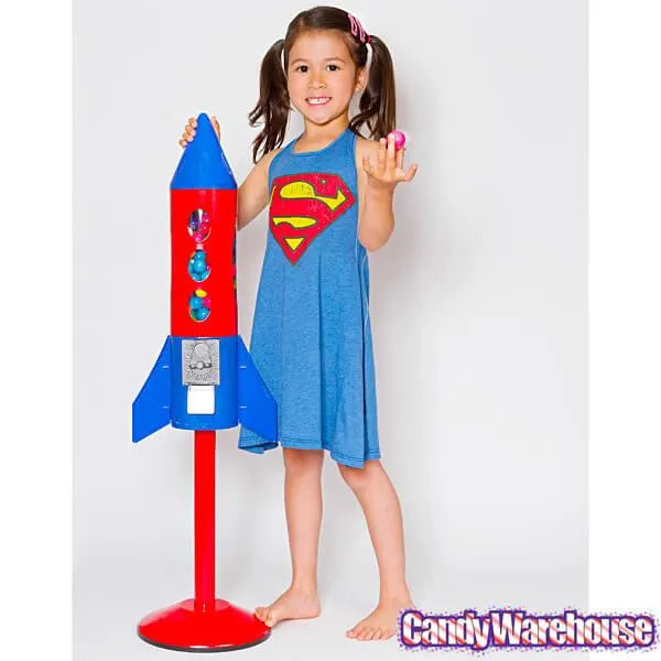 Metal 3-Foot Rocket Gumball Machine with Gumballs