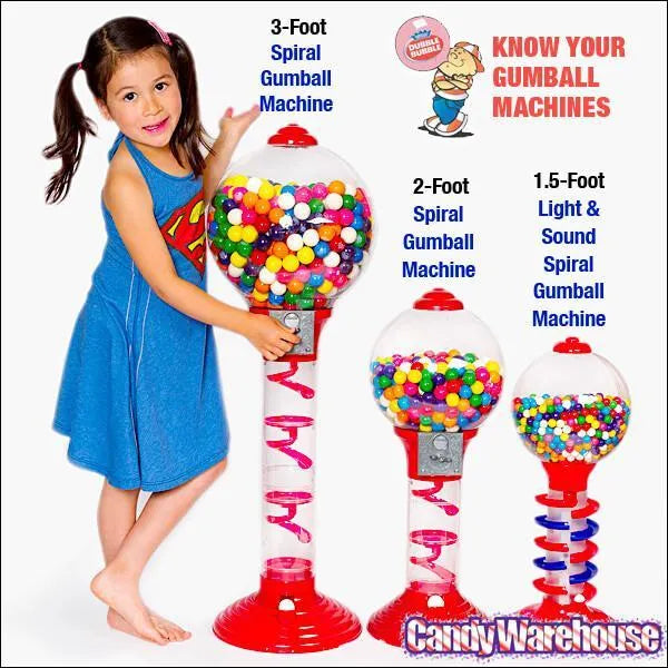 Metal 3-Foot Spiral Gumball Machine with Gumballs