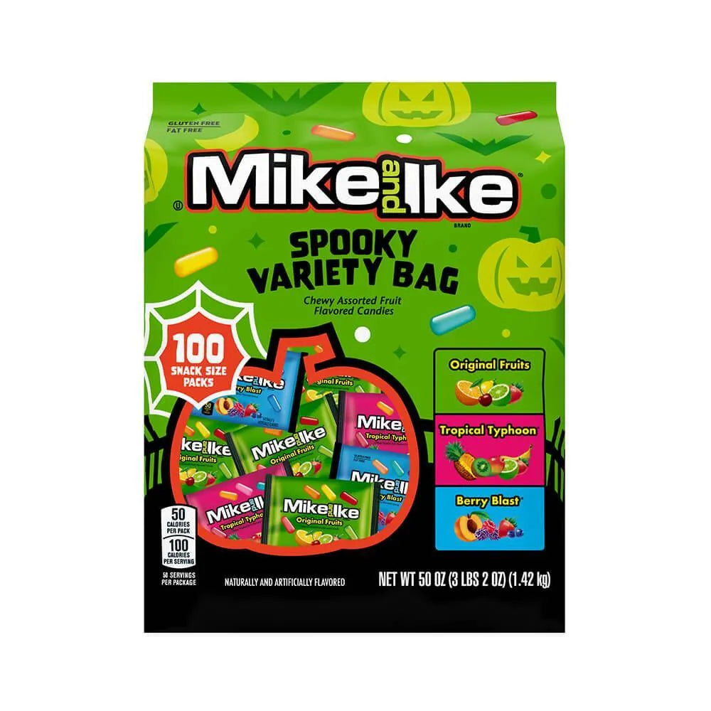 Mike and Ike Candy Halloween Assortment Snack Size Packs: 100-Piece Bag