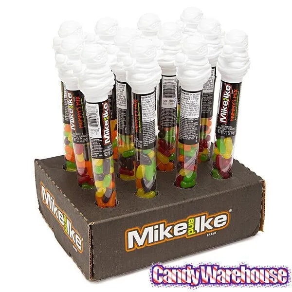 Mike and Ike Mummy Mix Candy Tube Toppers: 12-Piece Display