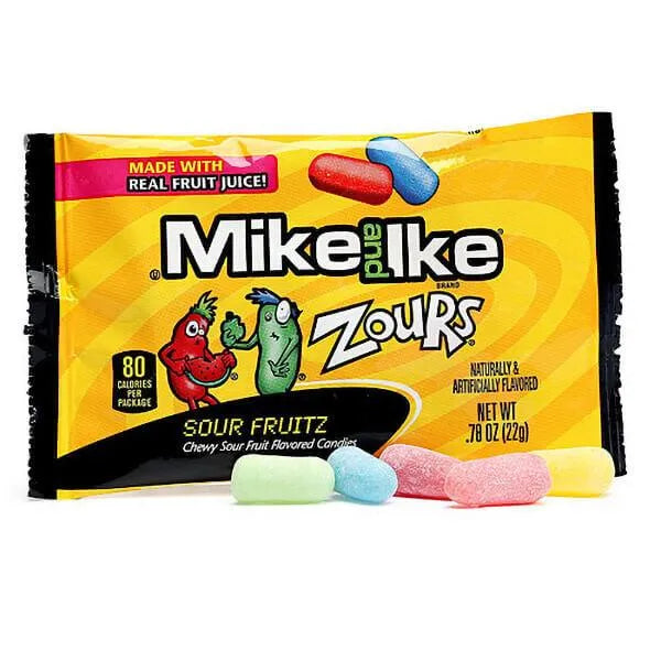 Mike and Ike Zours Candy Snack Size Packs: 24-Piece Box