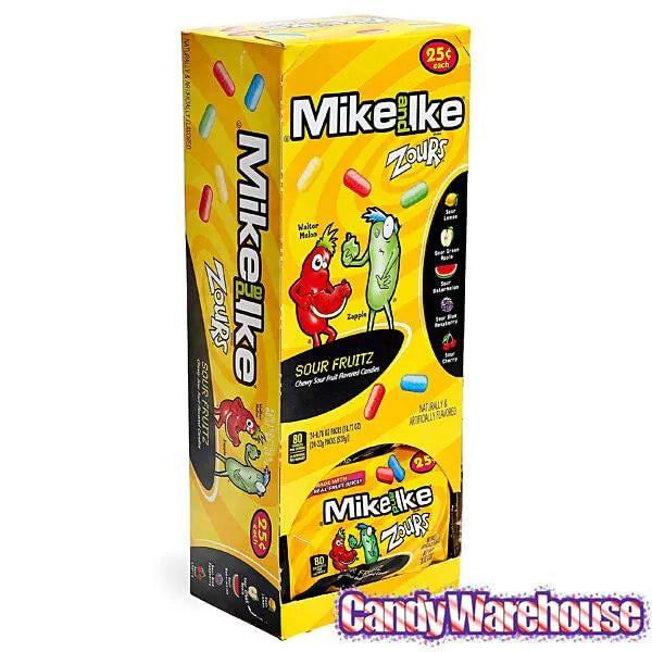 Mike and Ike Zours Candy Snack Size Packs: 24-Piece Box