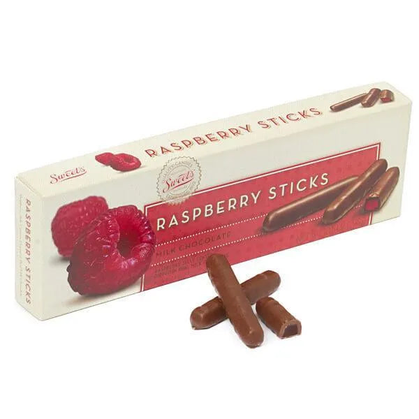 Milk Chocolate Covered Raspberry Jelly Candy Sticks Packs: 12-Piece Box