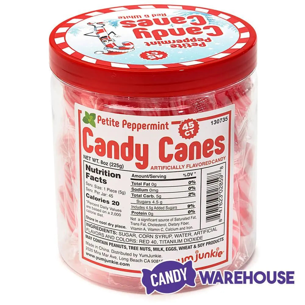 Mini Candy Canes - Red and White: 45-Piece Jar