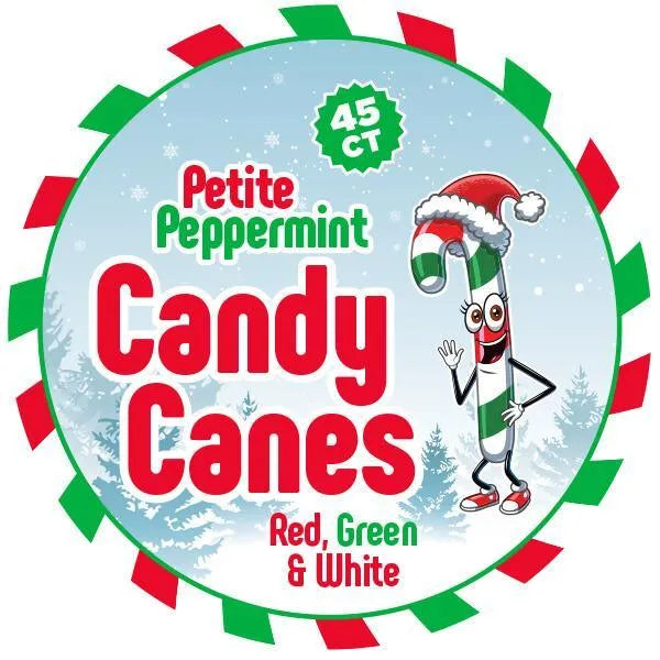 Mini Candy Canes - Red, Green, and White: 45-Piece Jar