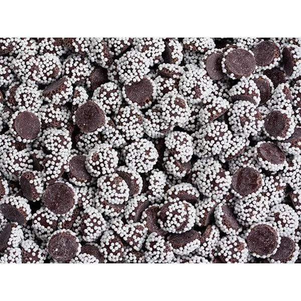 Mini Dark Chocolate Drops with White Nonpareils: 10LB Case